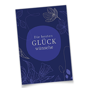 Dunkelblaue Glückwunschkarten mit silberner Folienprägung Die besten Glückwünsche, samtiger Oberfläche und weißem Einlegeblatt